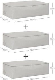 Resim Ocean Home Textile 3'lü Mega Boy Gri Balıksırtı Baza Altı Hurç Set 74 x 46 x 22 cm 