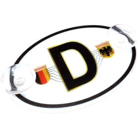 Resim OTOMOR AKSESUAR Almanya Bayraklı D Plaka Oval Vantuzlu Pleksi Cam Süsü Beyaz 11x7.5cm 