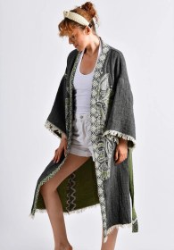 Resim Yeşil- Siyah Elephant Kimono Çok Renkli 