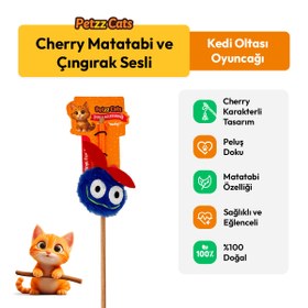 Resim PetzzCats Cherry Matatabi ve Çıngırak Sesli Kedi Oltası Oyuncağı Buz Mavisi 42 Cm 