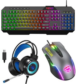 Resim Katsuta Gallad 3'lü Set Işıklı Klavye + Mouse + Kulaklık Gaming Oyuncu Seti 