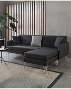 Resim Velura Home & Living Sona Köşe Takımı - Antrasit Keten Kumaş 