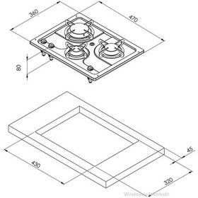 Resim CAN PV1352 Üçlü Cam Yüzeyli Dikdörtgen Gömme Ocak 