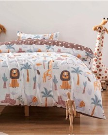 Resim Hayvanat Bahçesi Kahve Çift Taraflı Çocuk Nevresim Takımı 160x220 Cm 