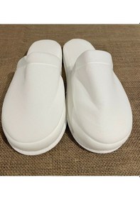 Resim 100 Çift Çift Kat Polyester Havlu Süslenebilir Lohusa Terliği Kalın Sünger Taban Otel Banyo Terlik Beyaz 