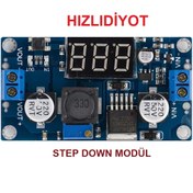 Resim Voltmetreli Lm2596 Ayarlanabilir Güç Kaynağı Step Down Modül 