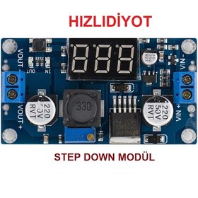 Resim Voltmetreli Lm2596 Ayarlanabilir Güç Kaynağı Step Down Modül 