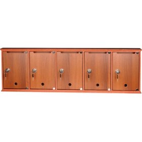 Resim Kilitli Ahşap Posta Kutusu 5'li Ceviz 