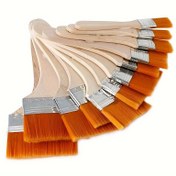 Resim 5 adet Naylon Boya Fırçası Seti, Boyutlar 1#, 3#, 5#, 7#, 9#, Akrilik, Yağ, Varniş, Su Temelli Fırçalar Ahşap Saplı - Öğrenciler için İdeal 
