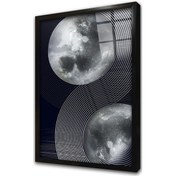 Resim Modern Lacivert Gümüş Ay Çerçeveli Cam Tablo-173460 