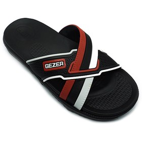 Resim GEZER Erkek Siyah-kırmızı Lüx Banyo Havuz Plaj Terlik 