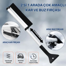 Resim Coofbe 65CM Teleskopic 2in1 Araç Kar Fırçası Oto Ön Cam Buz Kazıyıcı Araç Kar Fırçası ve Buz Kazıyıcı 