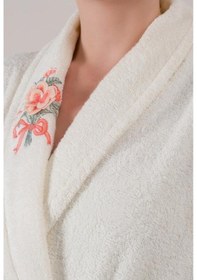 Resim Cotton Box Nakışlı 3D Bamboo Aile Bornoz Seti Lenora Ekru Cappuci (543741874) 