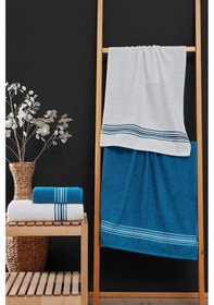 Resim 4 Lü Banyo Havlusu Seti Elvin Turkuaz - 70x140 Turkuaz 