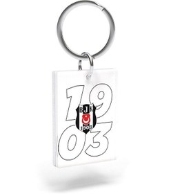 Resim Beşiktaş Lisanslı Siyah Beyaz 1903 Yazılı Anahtarlık Kartal Ahşap Kutulu 