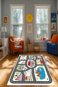 Resim Kessy Home Studio Eğitici Yol Desenli Çocuk Oyun Halısı Dijital Baskı Yıkanablir Kaymaz Taban Çocuk Odası Halısı 3 