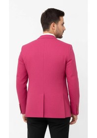 Resim Plus Scorpion Fuşya Erkek Slim Fit Tek Düğmeli Blazer Ceket Astarlı, Şık Ve Modern Kesim Fuşya 
