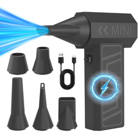 Resim Turbo Jet Fan Elektrikli Toz Temizleyici - 130K RPM Dört Hız Ayarlı Kablosuz Üfleyici, Araba Kar Giderme / Bilgisayar Toz Temizleme / Ev Temizliği için Uygun | Taşınabilir Tip-C Hızlı Şarj Aracı 