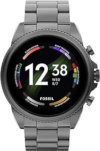 Fossil Gen 6 44 mm dokunmatik ekran akıllı saat, Alexa entegre özellikli, kalp atış hızı, kan oksijeni, aktivite izleme, GPS, hoparlör, akıllı telefon bildirimleri, Duman, Modern