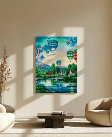 Resim Tabdiko Sayılarla Boyama Seti 40 x 50 cm Tuval Şasesine Gerili Uçan Balonlar 