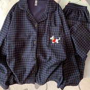 Resim Yüksek Kaliteli Kadın Karikatür Pijama Takımı - Uzun Kollu ve Pantolonlu, Şık Ekose Ev Giyimi İki Parça Set, Rahat İlkbahar/Sonbahar Kıyafeti 