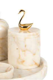 Resim MIARIK DESIGN & DEKORASYON Dekoratif Afyon Şekeri Mermer Pamukluk Gold Kuğu Detaylı 