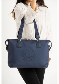 Resim Just Polo Kadın Büyük Valiz Boy Ayarlanabilir Askılı Lüks El Ve Omuz Çantası Shopper Lacivert 