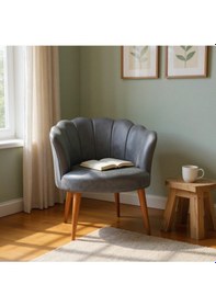 Resim Azra Mobilya Papatya Berjer Tekli Koltuk Deri Kumaş, Modern Tasarım, Demonte Ayaklı - Gri Gri 