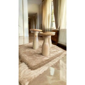 Resim Ahşap Mantar Sehpa 3lü Set Naturel Renk Doğal Fiskos Sehpa Zigon 