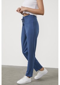 Resim Beli Lastikli Önü İp Detaylı Eşofman Alt - Indigo İndigo 