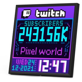 Resim Divoom Pixoo-64 App Kontrollü Wifi Animasyonlu 64x64 Piksel LED Ekran Resim Çerçevesi-Abone Sayacı 
