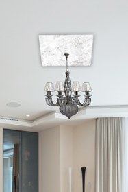 Resim Decorita Cam Avize Göbeği | Taş Görünümlü | 50cm X 50cm 
