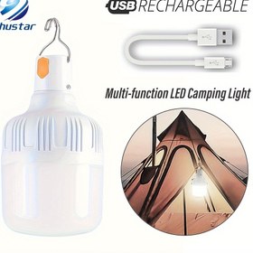 Resim LiHangStar USB Şarj Edilebilir LED Kamp Lambası - Yüksek Parlaklık, 3 Aydınlatma Modu (Yüksek/Düşük/Stroboskopik), Acil Durumlar, Macera, Kamp, Balıkçılık için Kanca ve USB Kablolu Taşınabilir Gece Işığı, Kamp Aksesuarları, LiHangStar 