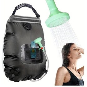 Resim Elmpaly Black 19.99 Litre Solar Çalışan Sızdırmaz Kamp Duşu Termometre Hortum Başlık Bej 