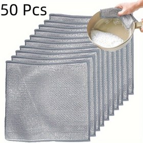 Resim 50 adet Ultra-İnce Mikrofiber Mutfak Temizleme Pedleri - Çift Taraflı, Dayanıklı Bulaşık & Tencere Temizleme Süngerleri, Mutfakta Verimli Temizlik için İdeal 