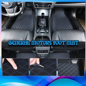 Resim Honeybeeshop Tesla Model S 2015-2023 3 Katmanlı Suni Deri Zemin Matı Mavi Izgara Çizgili Dayanıklı Kolay Temiz 