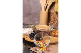 Resim Bambum Duo - 7'li Dönen Tepsili Bambu Silikonlu Kapaklı Hava Aldırmaz Cam Kahvaltılık 300 ml 