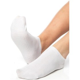 Resim Saysez Bambu Kadın Kaydırmaz Beyaz Taban Silikon Baskı Pilates Yoga Fitness Dans Aktivite Patik Çorabı 3'lü Renkli 