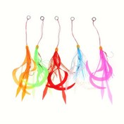 Resim Karbon Çelik, Marlin, Snapper, Grouper için Çift Yardımcı Kancalar ile Karışık Renk Silikon Kauçuk Etek Jig Lures, 2PC/5PC Paket 