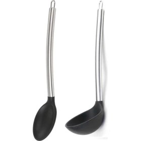 Resim Epinox Silikon Siyah Mutfak Seti 2 (Silikon Kaşık, Silikon Kepçe) 