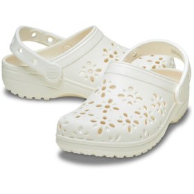 Resim Crocs Classic Floral Cut Out Clog Kadın Beyaz Terlik 210927-0WV 