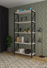Resim Tiryaki Aksesuar Aydos Metal Kitaplık 5 Raflı 60 Cm Raf Kitaplık 
