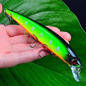 Resim 1 adet 3D Bionic Minnow Yem, 3 Balıkçılık Kanca ve 3D Göz ile Uzun Döküm Sert Yem, Balıkçılık Takımı 