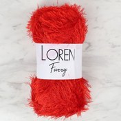 Resim Loren Furry Kırmızı El Örgü İpi - RF025 - 34053 