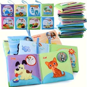 Resim 1 Adet Bebek Kumaş Kitabı - Yırtılmayan Yumuşak Kumaş, Okyanus Hayvanları & Çok Temalı Eğitici Oyuncak ile İnteraktif Öğrenme Düğmeleri, 0-3 Yaş Çocuklar için Bilişsel Gelişim Kitabı (Pembe/Yeşil/Mavi/Sarı), Bebek Kitabı, Duyusal Uyarım, Canlı Resimler, Çocuk Güvenliği Malzemesi 