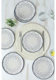 Resim Keramika Floral Waves Nordic Pasta Tabağı 22 Cm 6 Adet 22669 Çok Renkli 