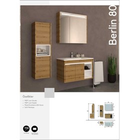 Resim Berlin 80 cm Banyo Dolabı Boy Dolabı Dahil 