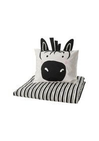 Resim Çocuk Nevresim Takımı, Siyah-beyaz, 150x200/50x60 Cm Zebra Temalı Siyah - Beyaz 