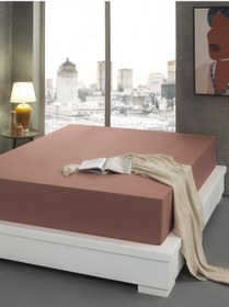 Resim Geniş Yataklara Uygun Saten Çarşaf Kaygan Dokulu, Modern Şıklık Kiremit 