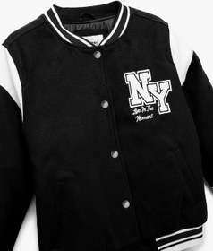 Resim Koton Uzun Kollu Aplike Detaylı Oversize Bomber Okul Ceketi Siyah 6wkg20002ak Siyah 